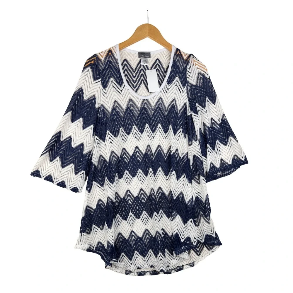 New Jordan Taylor Zig Zag Swim Cover Up‎ Tunic size Medium Blue/White
